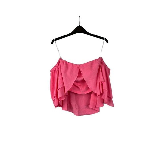 NWT Why Dress Pink Layered Off The Shoulder Crop Top Small - Picture 1 of 10